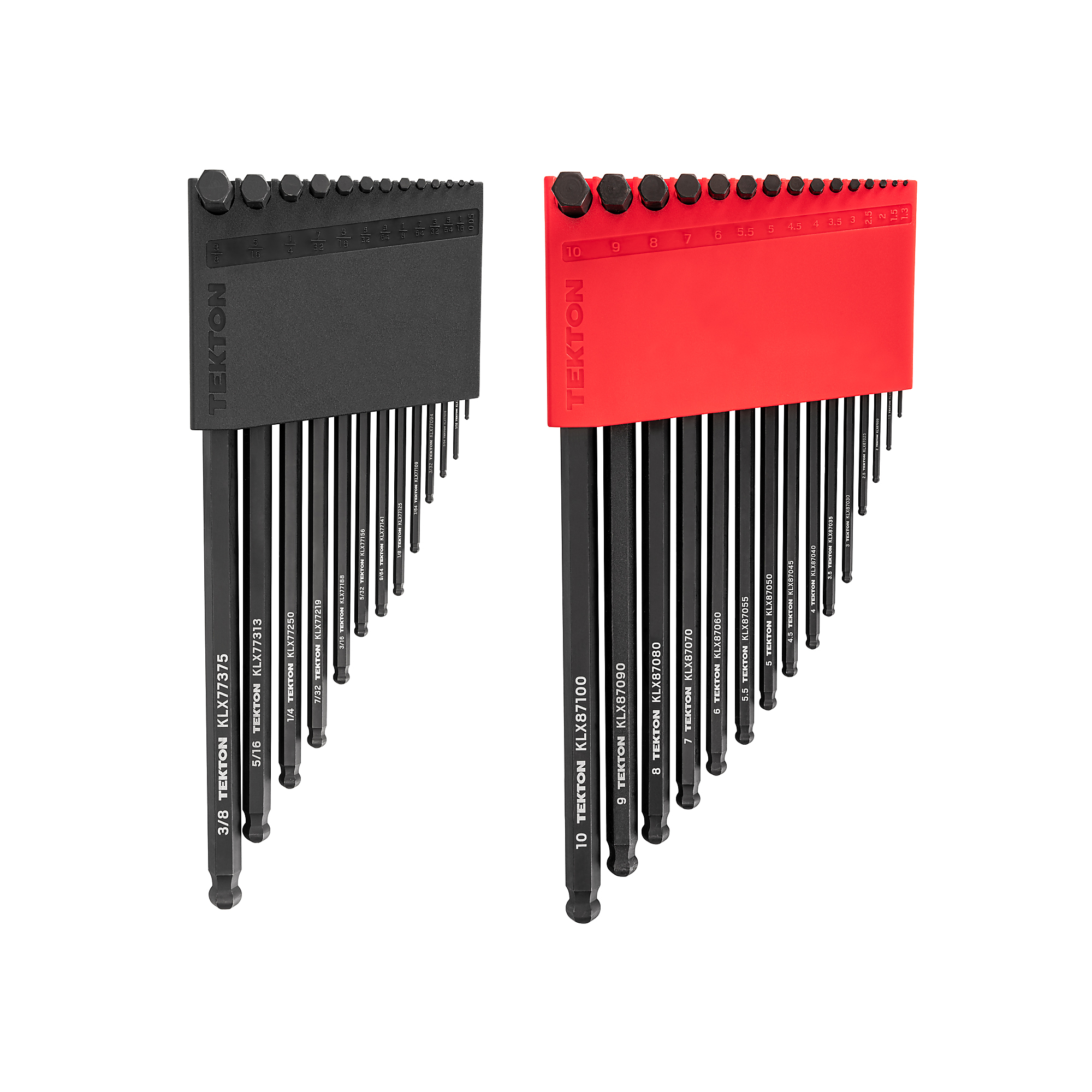 TEKTON Short Arm Ball End Hex L-Key Set with Holders, 28-Piece (0.050 - 3/8 in., 1.3 - 10 mm) | KLX91312